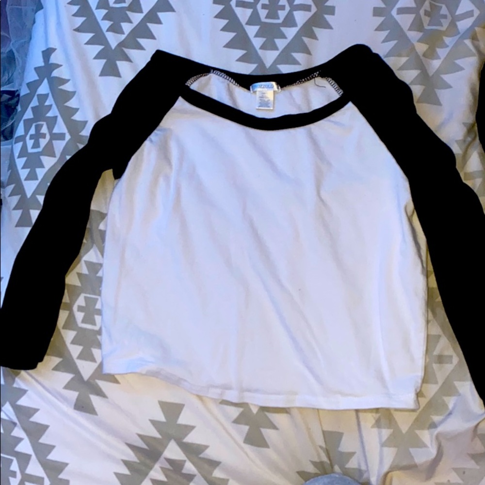 A cropped baseball like tee